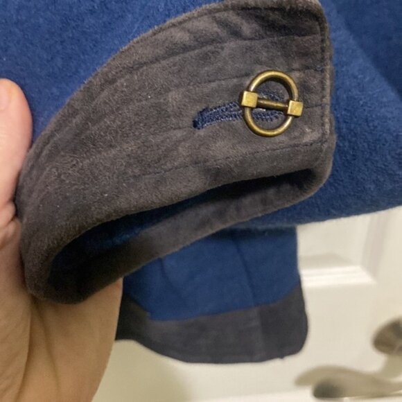 Geiger Tyrol Wool and Leather Cropped Blue and Grey Jacket Women’s Size Small 38 - Picture 4 of 10